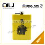 FDA 5oz yellow printing stainless steel funny groomsmen flasks