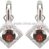 6 mm Round Shape Garnet-CZ Ring Earring Set thumbnail-4