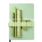 Eco Fabric Covered Recycled Notebook in Bulk With Pen Attached thumbnail-2