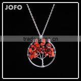 Wholesale New Fashion Red Jasper Natural Stone Tree of Life Necklace Jewelry SMJ0172 thumbnail-1