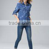 High Quality Garment Factory Wholesale Extra Long Shirt Dress Long Sleeves Wholesale Button Down Maxi Long Denim Dress thumbnail-3