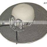 Flower Striped Straw Lady Elegant Big Beach Hat thumbnail-3