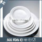 White Porcelain Tableware for Hotel, Simple Round Embossment Dinner Pate thumbnail-1