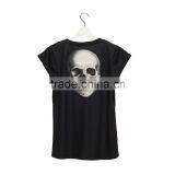 China Supplier Hot Sale Custom 3D Printing Skull Black Branded Woman T-shirt thumbnail-3