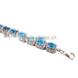 925 Solid Sterling Silver Natural Blue Topaz Rhodium Bracelets Spring Look American Diamond Bracelets Diamond Bracelets thumbnail-2