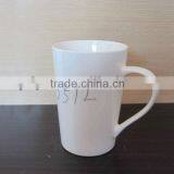 V Shape 12oz Ceramic Cheap Plain White Coffee Mug thumbnail-1