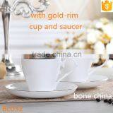 Ceramic Coffee Cup and Saucer With Gold-rim Bone China Tea Cup and Saucer thumbnail-2