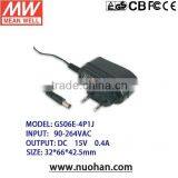 Meanwell 5~6w 15v 0.4a Power Supply/5 ~ 6W AC-DC Single Output Wall-mounted Type