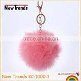 Solid Colors 12 cm Rabbit Fur Ball Key Chain thumbnail-3