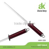 Red handle chrome coated bar steel knife sharpener