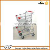 70L double basket grocery metal hand trolley