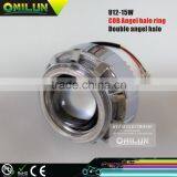 12V 15W Double Angel Eyes Motorcycle Led Projector Lens Headlight