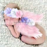 Newborn cheap Feather Angel Wings Rhinestone Headband Set baby chiffon flower headband Newborn Photo Prop