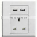 AC 110V-250V UK Socket 2 USB Port 5VDC 21000mA Charger Power Switch Wall Outlet thumbnail-5