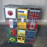 INDUSTRIAL METAL AND WOOD DRAWER CHEST