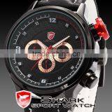 Shark 6 Hands Leather Band Steel Case Mens Quartz Army Luxury Analog Sport Wacth thumbnail-6