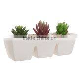 Unglazed Ceramic Rectangular 3 Section Succulent Plant Pot thumbnail-1