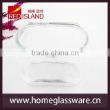 5" HIGH CLEAR GLASS OVAL ART square GLASS VASE