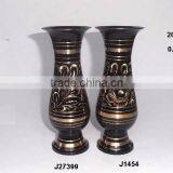 Black Paint With Curving Traditional Indian Metal Vases Made in Cast Brass thumbnail-1