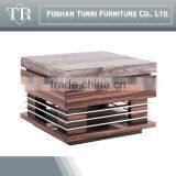 Unique Design Natural Travertine Wooden Coffee Table Set thumbnail-1