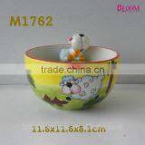 Custom Logo Decal Design Ceramic Unique Sheep Bowl thumbnail-1