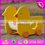 New Design Lovely Duck Shape Wooden Pull Car Toy for Toddlers W05B158 thumbnail-1