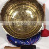 High Quality Green Tara and Buddhist Mantra Carving Energetic Healing Singing Bowl thumbnail-1
