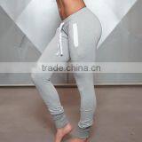 Light Gray Womens Tapered Jogger Pants Blank Cotton Polyester Spandex Sweatpants Full Length Leggings Plain Joggers thumbnail-1