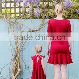 Mother Daughter Matching Dress Set Red Women Party Dress Latest Frock Design thumbnail-2