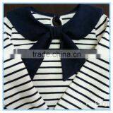 OEM Custom Children Girls Long Sleeve T Shirt, Cotton Bowknot Round Collar T Shirt, Stripe T Shirt thumbnail-6