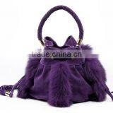 Fox Fur Tote Bag, Fox Fur Bag, Mink Fur BagTop Fashion Fluffy Real Fox Fur and Genuine Cow Leather Women Lady Shoulder Mini Mess thumbnail-4