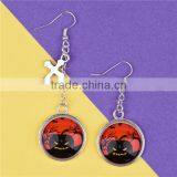 Fashion Silver Plated Cross Pumpkin Resin Halloween Earrings thumbnail-1
