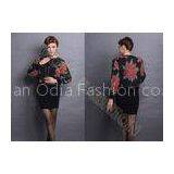 Fancy Round Neck Womens Cardigan Sweaters Long Sleeve With PU Leather for Winter