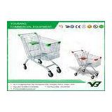 Easy moving Chrome Supermarket Shopping Trolley Carts With Safety Belt