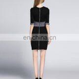 Ladies Latest Dress With Knitted Color Patchwork Half Sleeves Slimming Dress thumbnail-6