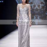 2017 B5343 Silver Color Halter Net Fabric Beaded Evening Dresses & Wedding Dresses thumbnail-1