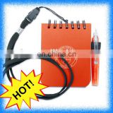 cheap recycled spiral notebook with lanyard ball pen and hanging rope