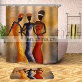Cheap Black Woman Shower Curtain With Hook, African American Hot Sell African Women Shower Curtain thumbnail-2