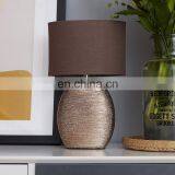 Japan Style Simple Custom Luxury Gold Indoor Lighting Ceramic Base Royal Antique Brown Bedside Lamps for Hotel thumbnail-6