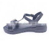 Barefoot Low Price Ladies New Design Double Golden Buckles Flat Barefoot Ankle Sandals thumbnail-4