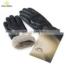 Fashionable Genuine Sheepskin Leather Gloves For Men Winter Warm Comfortable Texting And Driving Leather Gloves thumbnail-5