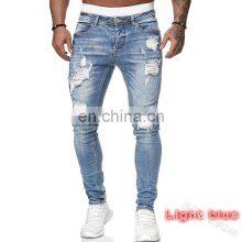 Manufacturers Wholesale Custom-made Holes Grind White Slim-fit Denim Trousers Fashion Slim-fit Plus Size Men's Trousers thumbnail-4