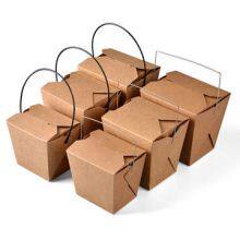 Disposable Paper Lunch Box With Handle Fast Food Packaging Takeaway Noodle Box thumbnail-1