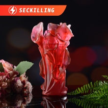 Seckilling Stock On Sale H20cm Arabic OUD Bakhoor Burner Crystal Glass Flower Design Large Size Red Color thumbnail-2