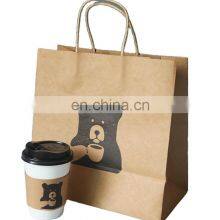 Custom Paper Bags Take Away Food Bag Chicken Bubble Milk Tea Take Away Brown Paper Bag thumbnail-2