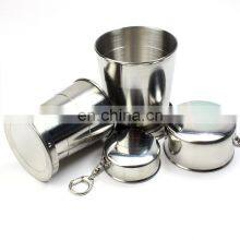 75ml/150ml/250ml Stainless Steel Folding Cup Portable Outdoor Travel Camping Telescopic Cup With Keychain Water Coffee Handcup thumbnail-1