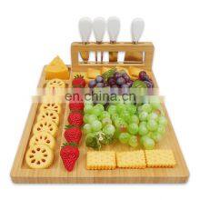 Nature 100% Bamboo Cheese Board With Magnet Knife Holder And Cutlery Set thumbnail-1
