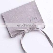Wholesale Cheap Price Gray Pink Personalized Upscale Custom Logo Drawstring Ribbon Closure Gift Packing Bag Jewelry Pouch