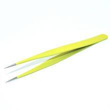 Straight Head Yellow Stainless Steel Tweezers Bird's Nest Hair Picking and Eyelash Beautifying Tool Electronic Mobile Phone Maintenance Curved Tip Straight Head Fine Tip Clip thumbnail-5