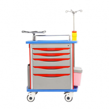 High Quality Movable Hospital Medical ABS Plastic Trolley Emergency Crash Cart For Sale thumbnail-2